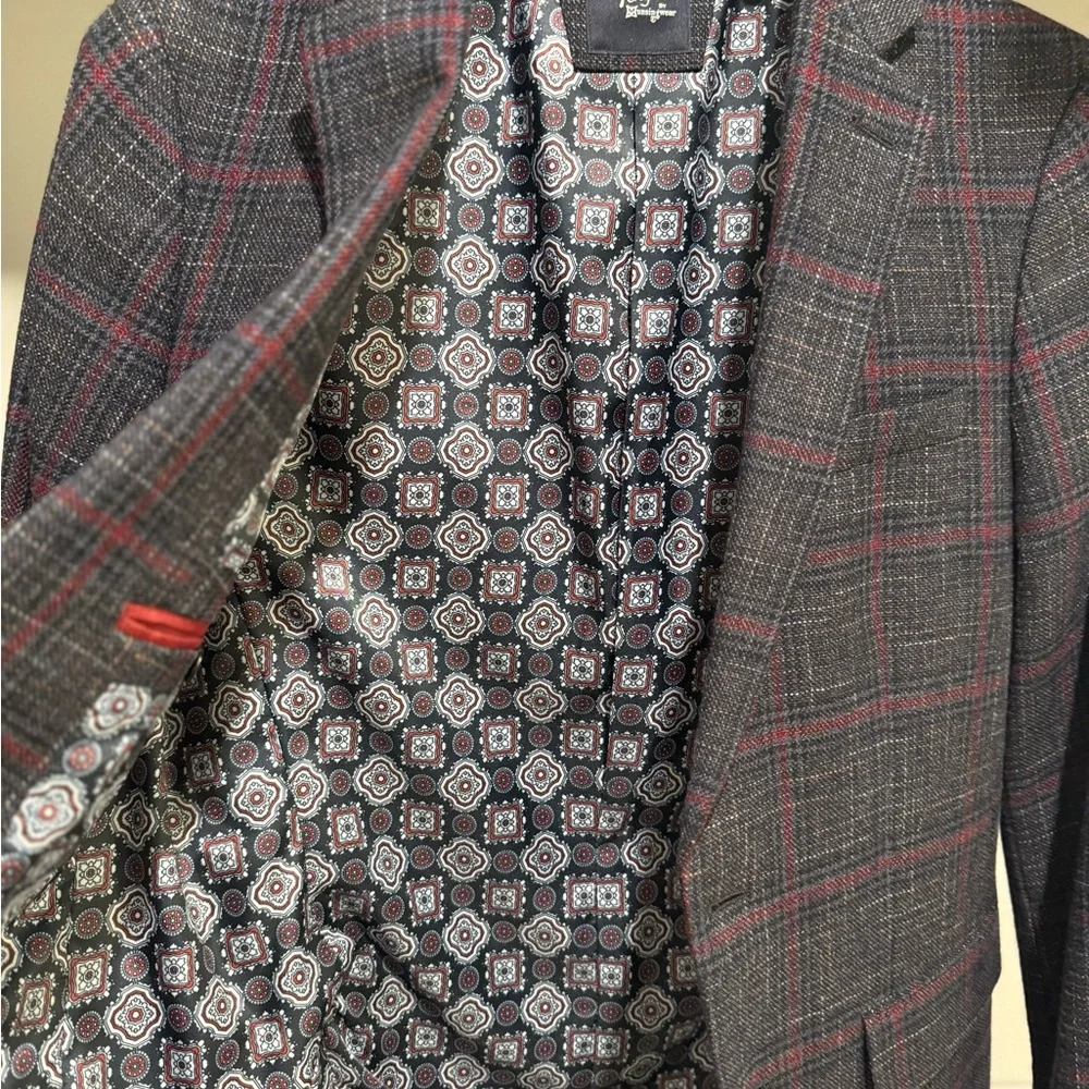 Original Penguin Navy/Burgundy Plaid Sport Coat